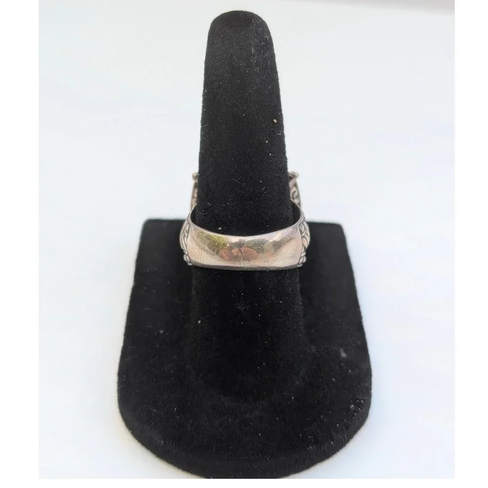 Sarda Sterling Silver 925 Blue Topaz Filigree Bali‎ Scroll Cocktail Ring Size 7
